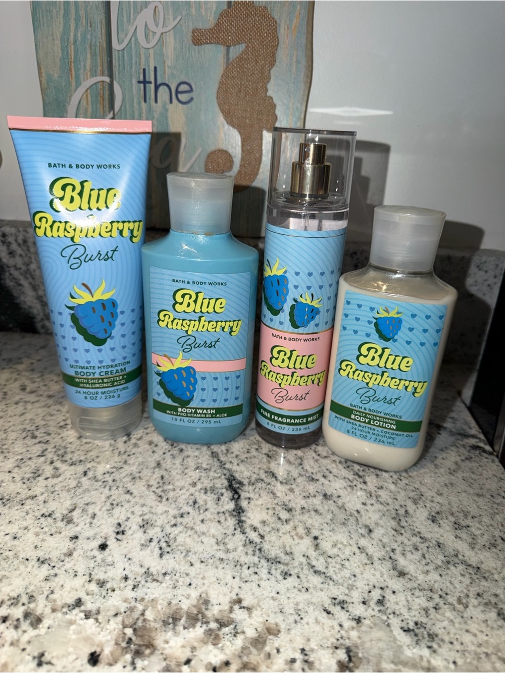 Bath & Body Works Blue Raspberry Burst Body Care Set - Blue & Pink